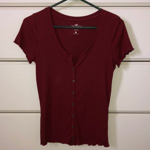 hollister maroon slim tee